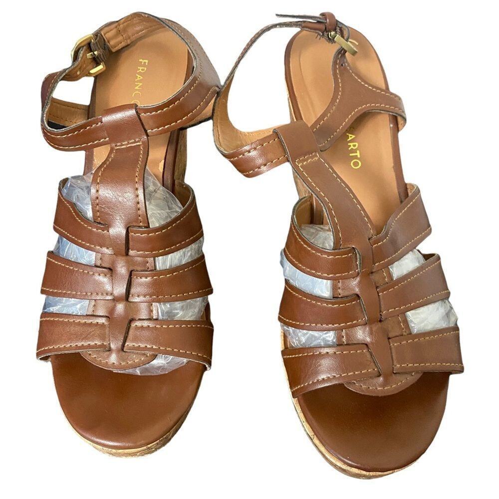 Franco Sarto Sandals Women's Brown Marybeth Wedge‎ Strappy Sz 8.5